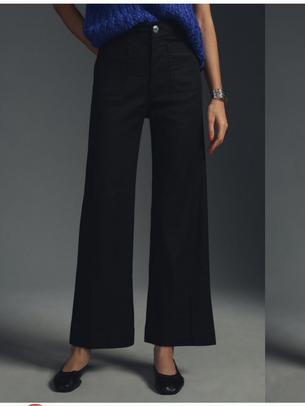 Anthropologie Colette Black Linen High-Rise Cropped Pants